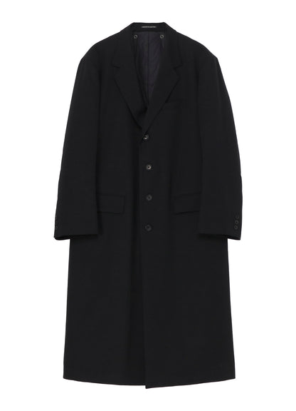 WOOL GABARDINE 4 BUTTONS LONG JACKET WITH LINER