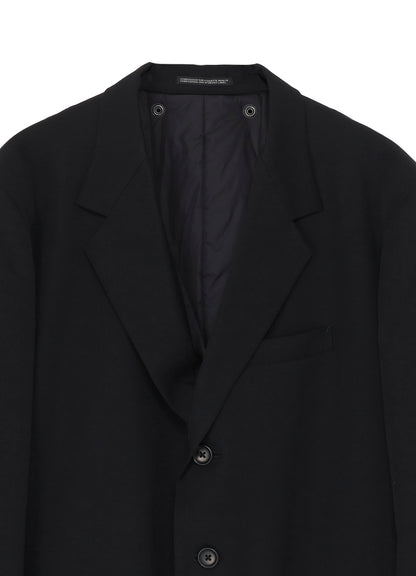 WOOL GABARDINE 4 BUTTONS LONG JACKET WITH LINER