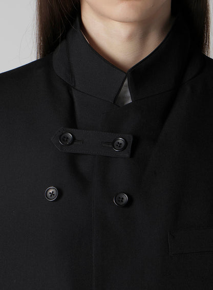 WOOL GABARDINE 4 BUTTONS LONG JACKET WITH LINER