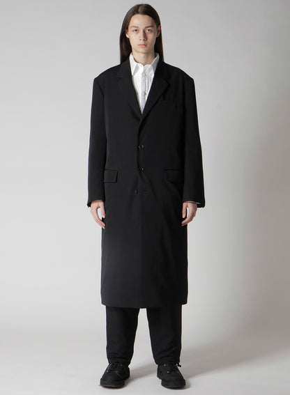 WOOL GABARDINE 4 BUTTONS LONG JACKET WITH LINER