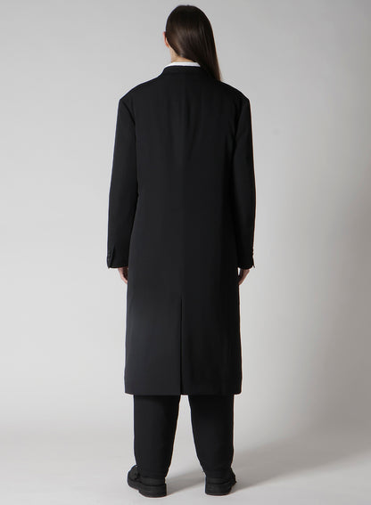 WOOL GABARDINE 4 BUTTONS LONG JACKET WITH LINER