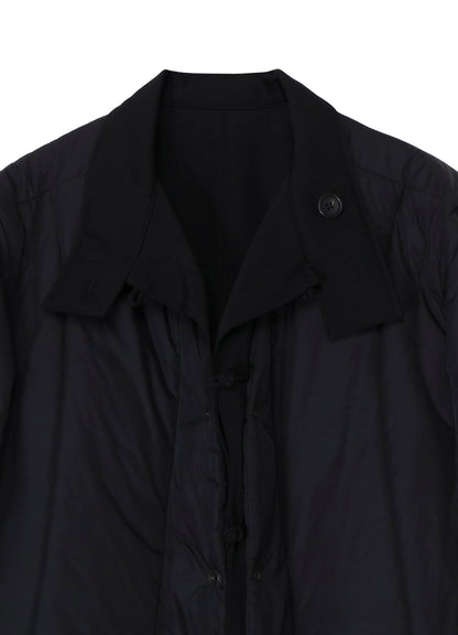 WOOL GABARDINE STAND COLLAR JACKET WITH LINER