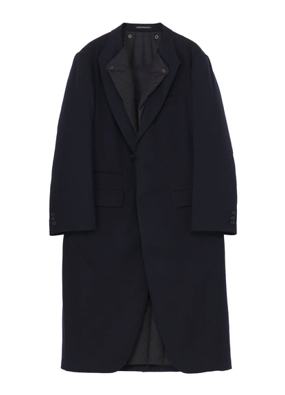 NAVY WOOL GABARDINE ONE BUTTON JACKET WITH LINER