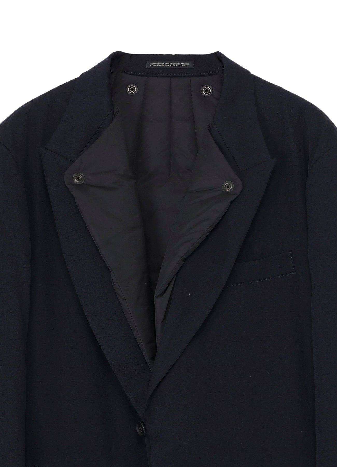 NAVY WOOL GABARDINE ONE BUTTON JACKET WITH LINER