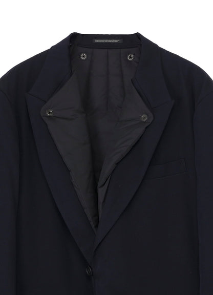 NAVY WOOL GABARDINE ONE BUTTON JACKET WITH LINER