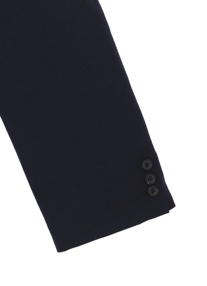 NAVY WOOL GABARDINE ONE BUTTON JACKET WITH LINER