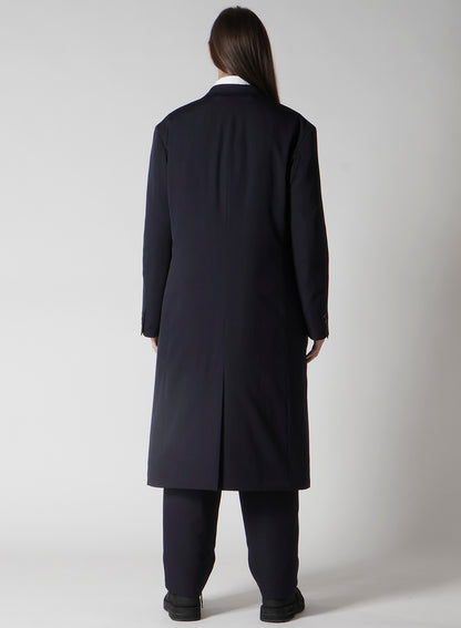 NAVY WOOL GABARDINE ONE BUTTON JACKET WITH LINER