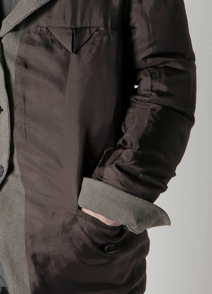 SILK LINEN INKED 3 BUTTONS HORIZONTAL PADDED JACKET