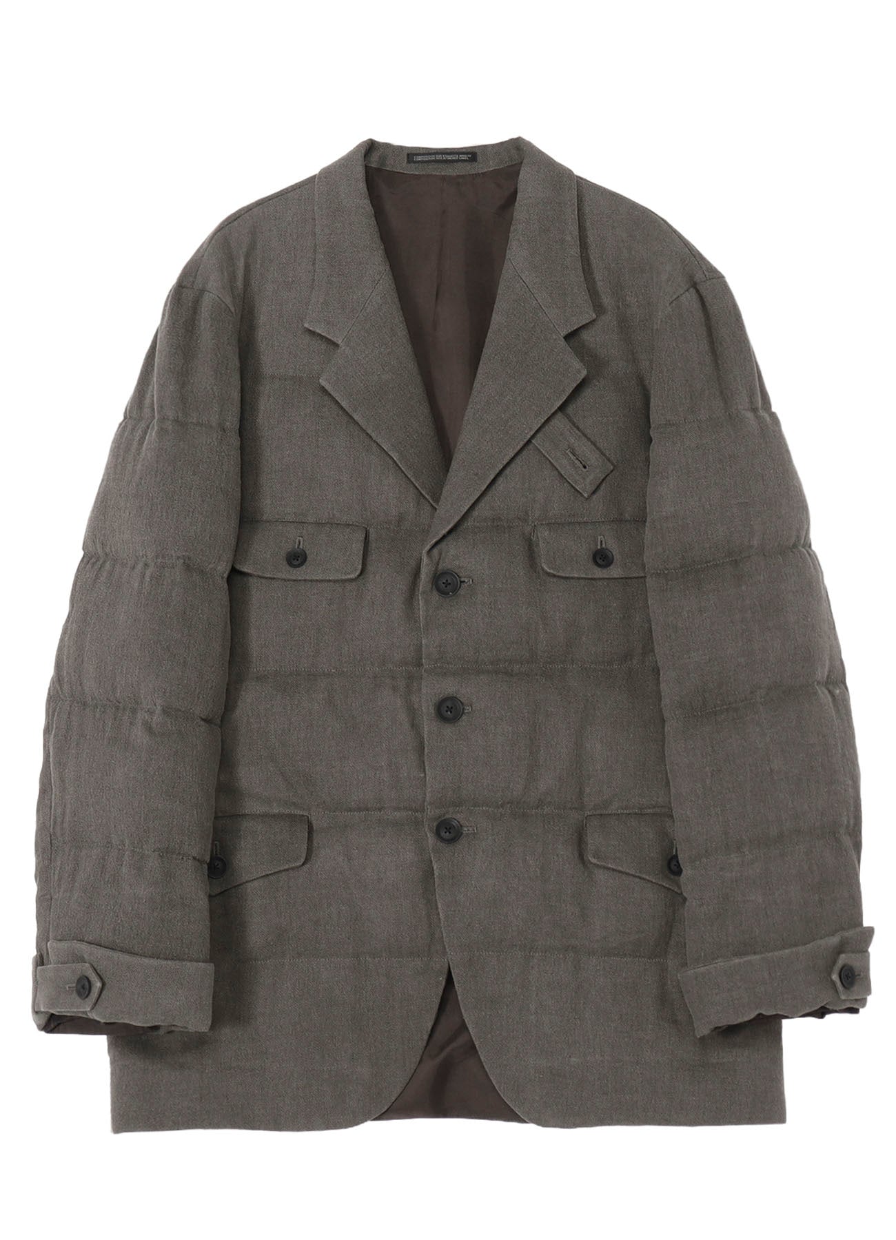 SILK LINEN INKED 3 BUTTONS HORIZONTAL PADDED JACKET