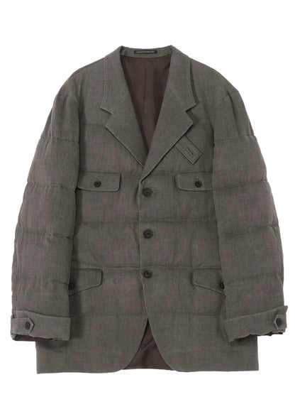 SILK LINEN INKED 3 BUTTONS HORIZONTAL PADDED JACKET