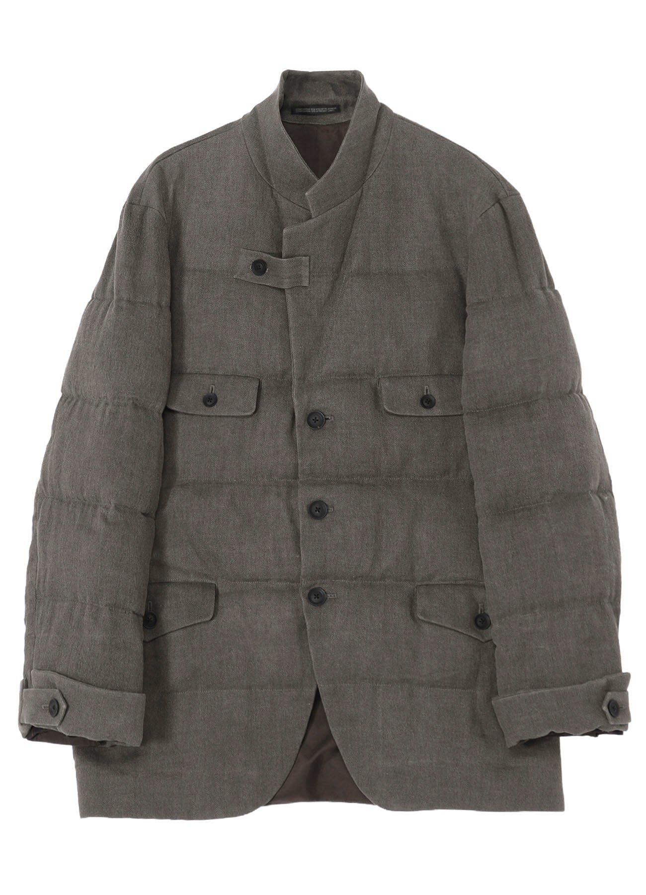 SILK LINEN INKED 3 BUTTONS HORIZONTAL PADDED JACKET