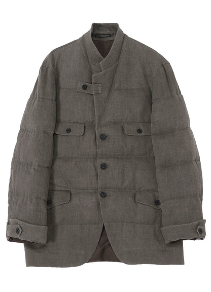 SILK LINEN INKED 3 BUTTONS HORIZONTAL PADDED JACKET