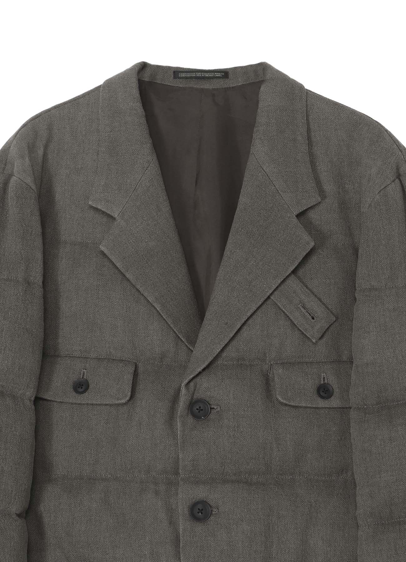 SILK LINEN INKED 3 BUTTONS HORIZONTAL PADDED JACKET