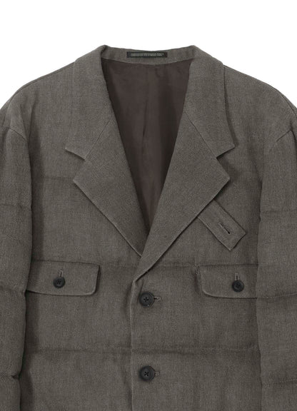 SILK LINEN INKED 3 BUTTONS HORIZONTAL PADDED JACKET