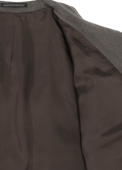 SILK LINEN INKED 3 BUTTONS HORIZONTAL PADDED JACKET