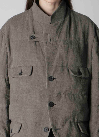 SILK LINEN INKED 3 BUTTONS HORIZONTAL PADDED JACKET