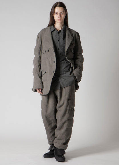 SILK LINEN INKED 3 BUTTONS HORIZONTAL PADDED JACKET