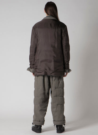 SILK LINEN INKED 3 BUTTONS HORIZONTAL PADDED JACKET