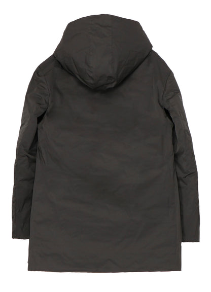 SILK LINEN DIAGONAL PADDED HOODED JACKET