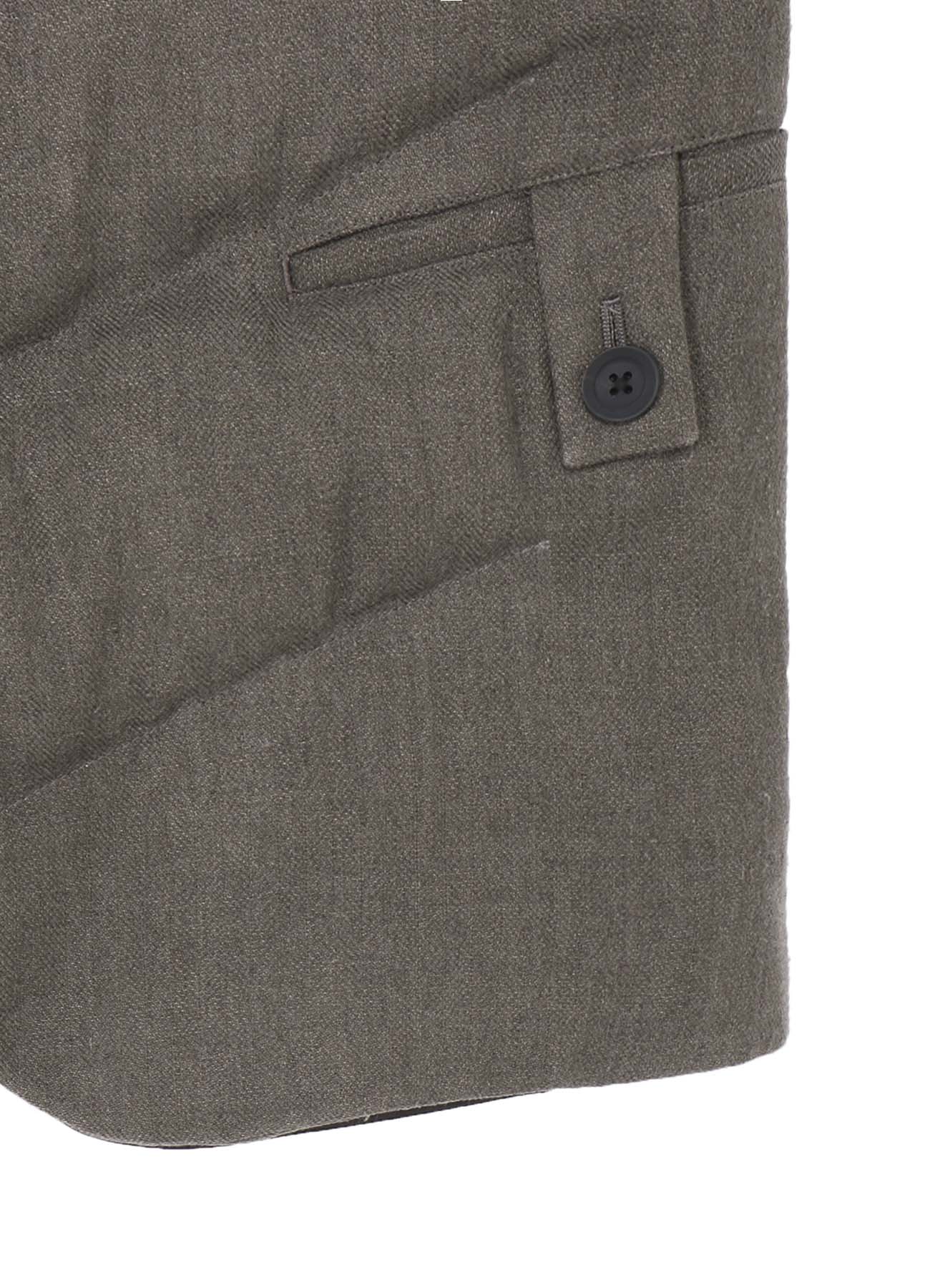 SILK LINEN DIAGONAL PADDED HOODED JACKET