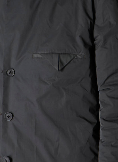 SILK LINEN DIAGONAL PADDED HOODED JACKET