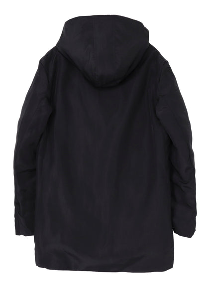 SILK DENIM DIAGONAL PADDED HOODED JACKET