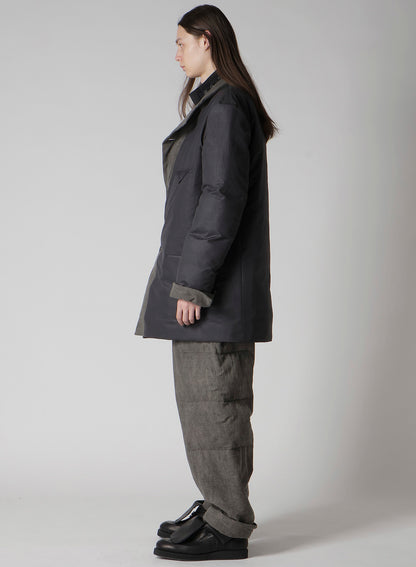 COTTON LINEN INKED HORIZONTAL PADDED LONG JACKET