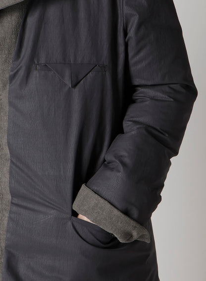 COTTON LINEN INKED HORIZONTAL PADDED LONG JACKET