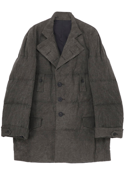 COTTON LINEN INKED HORIZONTAL PADDED LONG JACKET