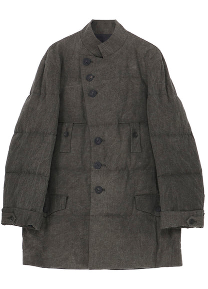 COTTON LINEN INKED HORIZONTAL PADDED LONG JACKET