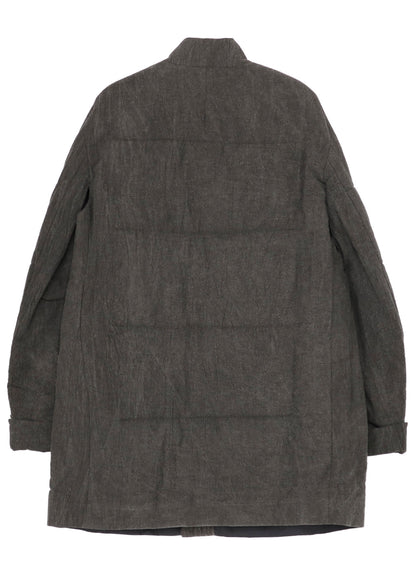 COTTON LINEN INKED HORIZONTAL PADDED LONG JACKET