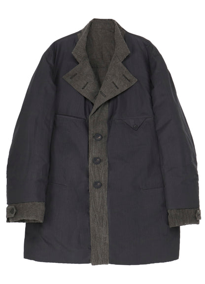 COTTON LINEN INKED HORIZONTAL PADDED LONG JACKET