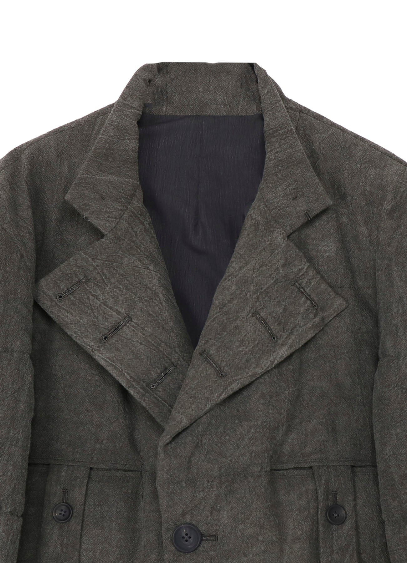 COTTON LINEN INKED HORIZONTAL PADDED LONG JACKET – THE SHOP