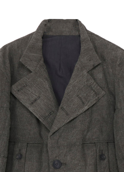 COTTON LINEN INKED HORIZONTAL PADDED LONG JACKET