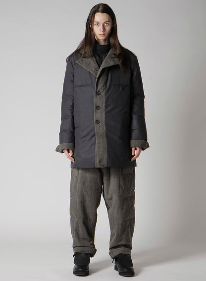 COTTON LINEN INKED HORIZONTAL PADDED LONG JACKET