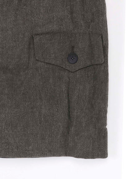 COTTON LINEN INKED HORIZONTAL PADDED LONG JACKET