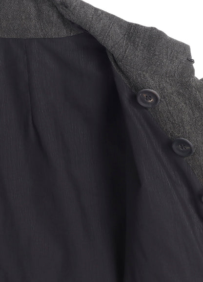 COTTON LINEN INKED HORIZONTAL PADDED LONG JACKET