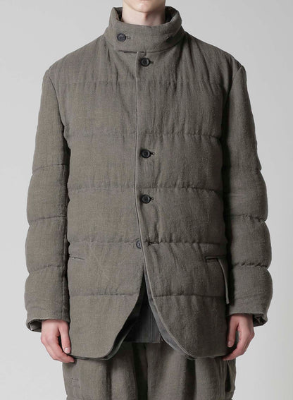 SILK LINEN INKED HORIZONTAL PADDED STAND JACKET