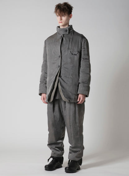 SILK LINEN INKED HORIZONTAL PADDED STAND JACKET