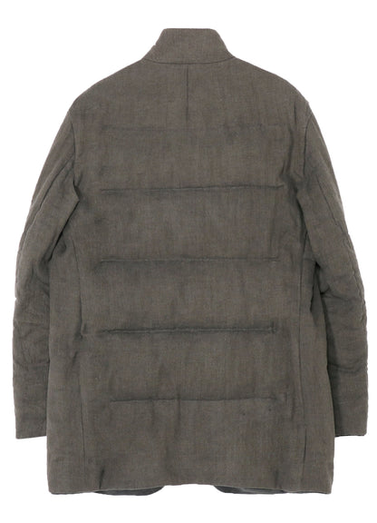 SILK LINEN INKED HORIZONTAL PADDED STAND JACKET