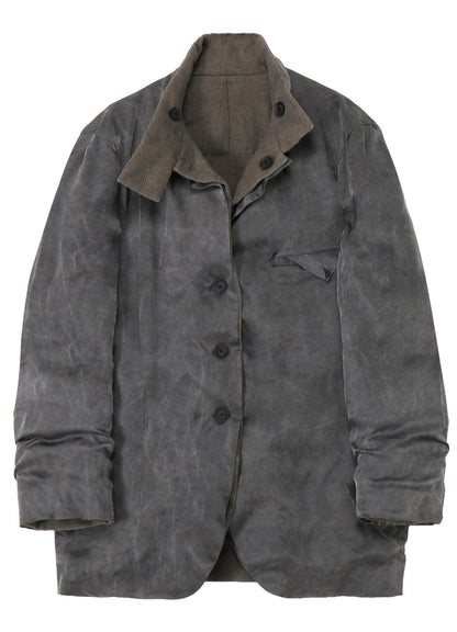 SILK LINEN INKED HORIZONTAL PADDED STAND JACKET
