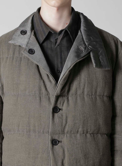 SILK LINEN INKED HORIZONTAL PADDED STAND JACKET