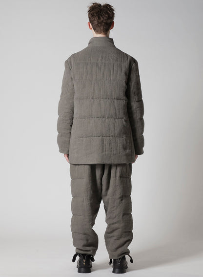 SILK LINEN INKED HORIZONTAL PADDED STAND JACKET