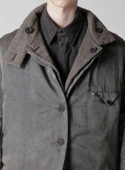 SILK LINEN INKED HORIZONTAL PADDED STAND JACKET