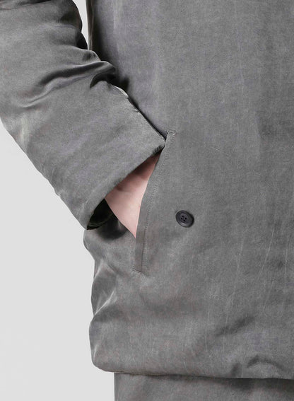 SILK LINEN INKED HORIZONTAL PADDED STAND JACKET