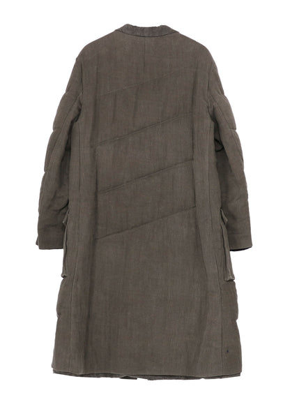 SILK LINEN 3BUTTONS DIAGONAL PADDED LONG JACKET