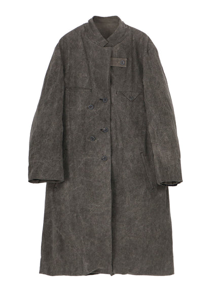 SILK LINEN 3BUTTONS DIAGONAL PADDED LONG JACKET