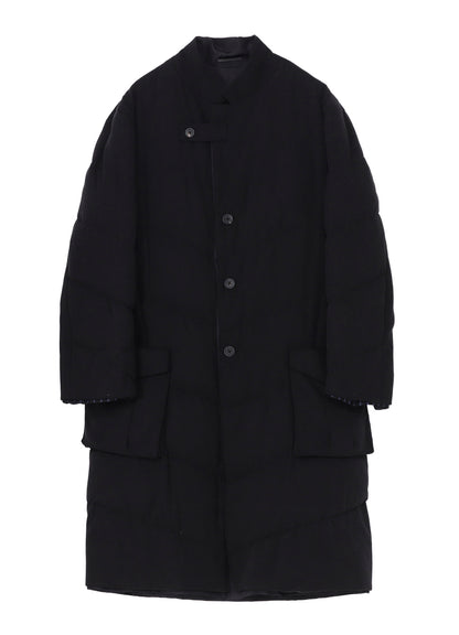 SILK DENIM 3BUTTONS DIAGONAL PADDED LONG JACKET