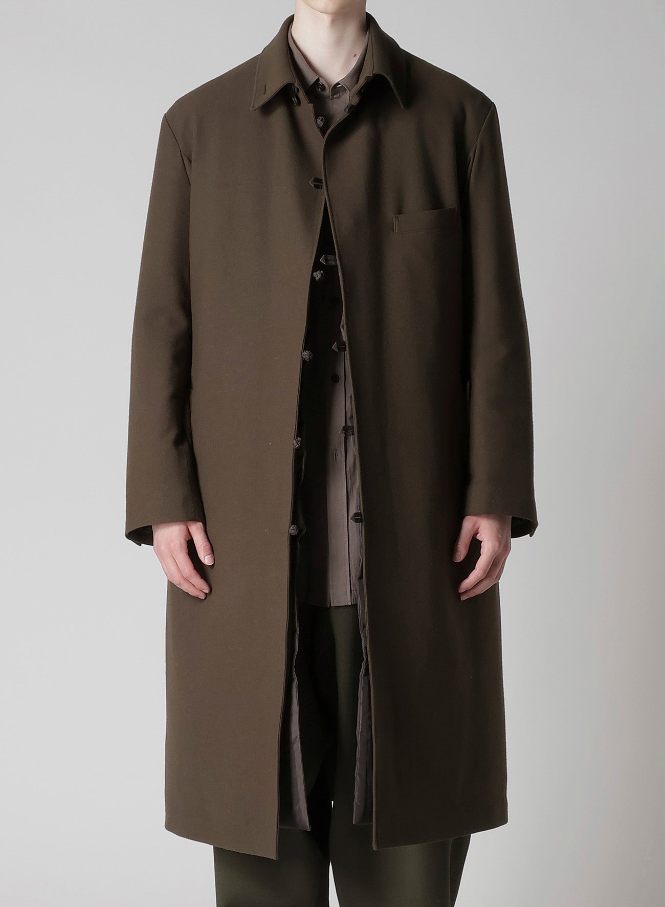 ジャケット・アウター yohjiyamamoto TASMANIA FLANNEL LONG COAT STRETCH FLANNEL TRENCH COAT – THE SHOP YOHJI YAMAMOTO
