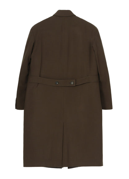FLANNEL KHAKI BELTED LONG JACKET WITH LINER